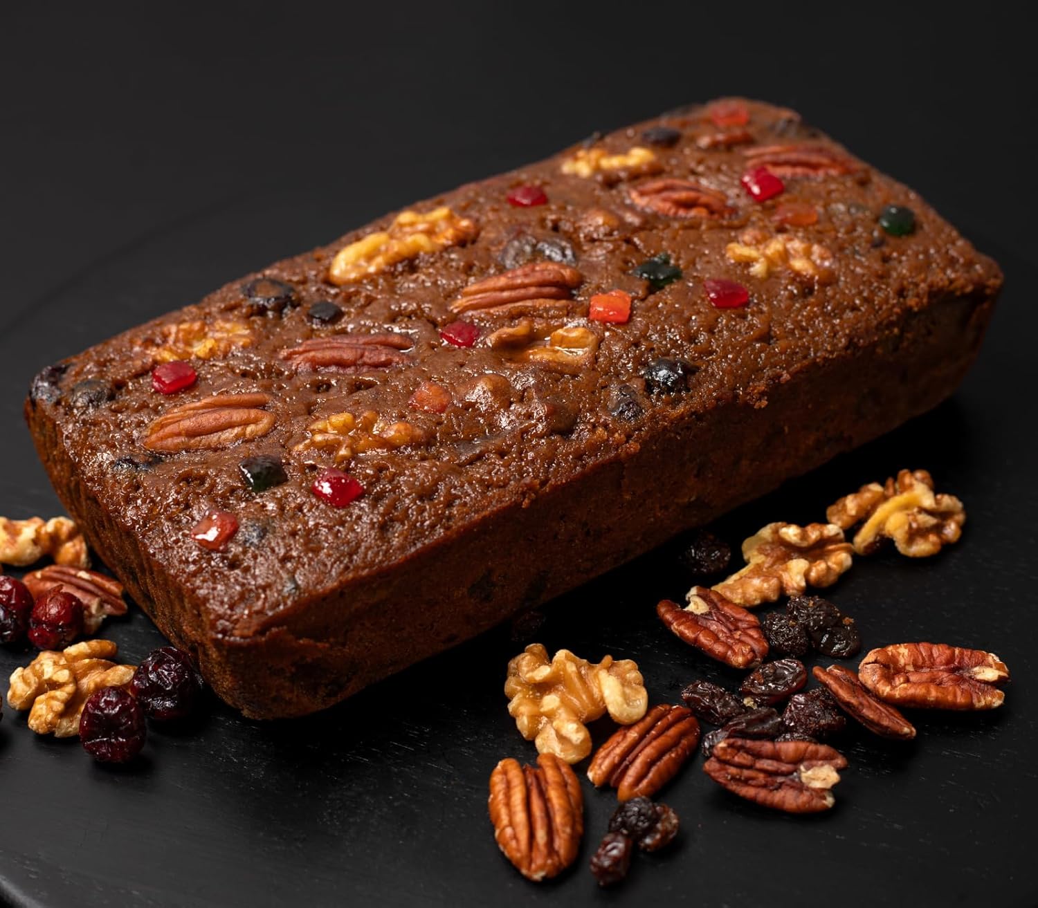 Rum-Soaked Fruitcake with Caramelized Pineapples, Cherries, Cranberries, Raisins, Walnuts & Pecans, Gourmet Holiday Dessert Cake, Gift Ready Cake (1.5 lbs)