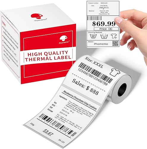 Phomemo - Etiquetas originales para M110M220M221, 1.97 x 3.15 pulgadas, cuadradas, blancas, 100 etiquetasrollo, autoadhesivas, térmicas, para ropa, Phomemo - Etiquetas originales para M110M220M221, 1.97 x 3.15 pulgadas, cuadradas, blancas, 100 etiquetasrollo, autoadhesivas, térmicas, para ropa,