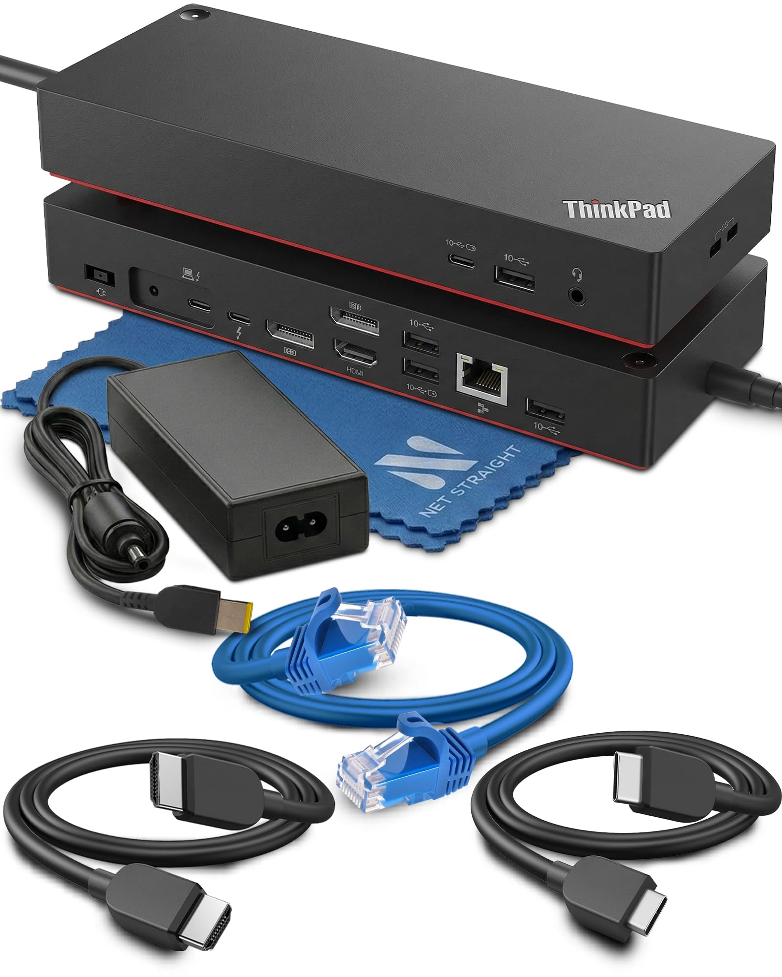 40B00300US ThinkPad Thunderbolt 4 Workstation Dock, 230W Power Delivery, 4X 4K or 1x 8K Display, 40Gbps Transfer, USB-C HDMI DisplayPort Ethernet,