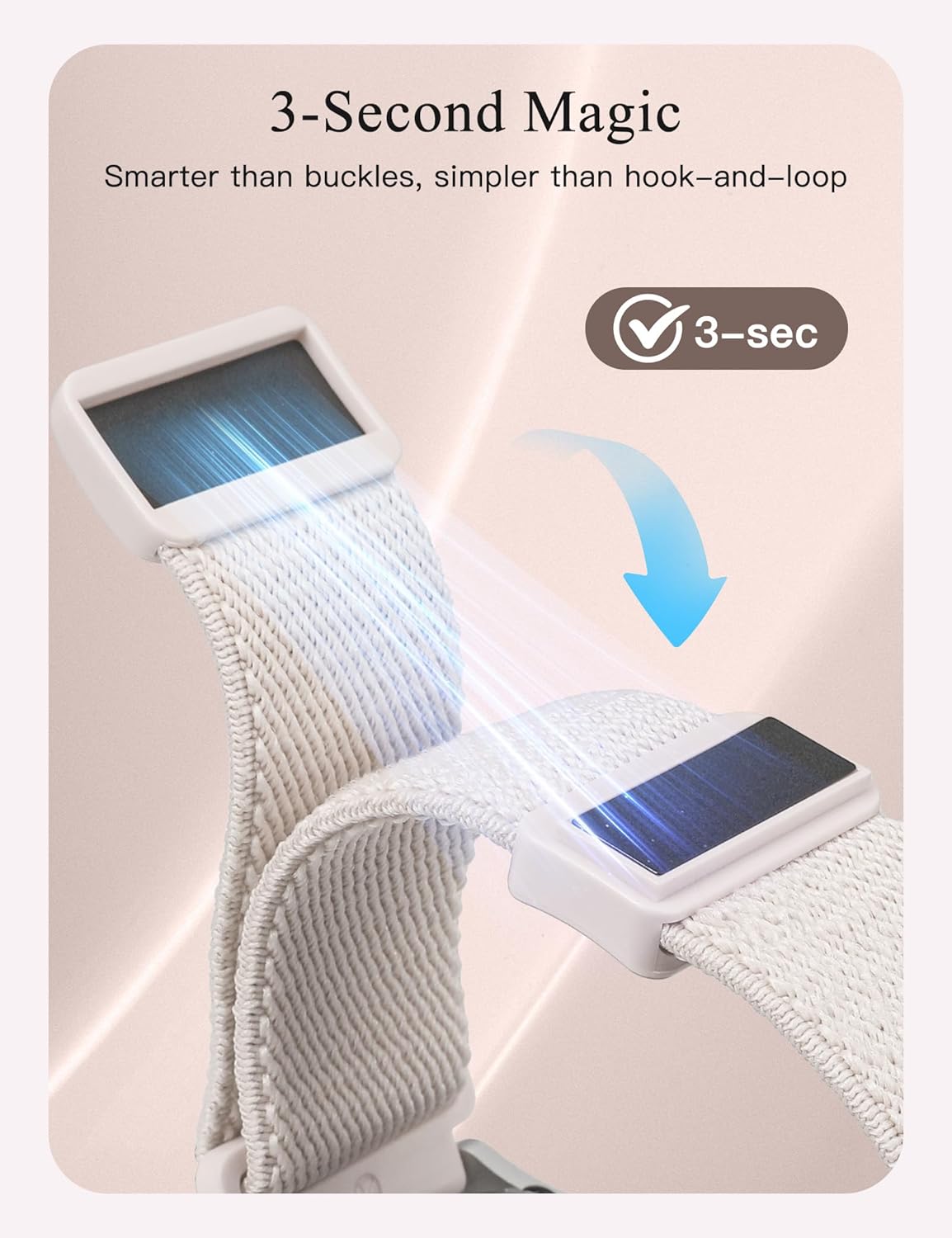 TOYOUTHS 3 Pack Magnetic Stretchy Band Compatible with Samsung Galaxy Watch 7/6/5/4/FE/Active 2 40m 44mm/Watch 6/4 Classic/5 Pro 45mm, 20mm Wristband Elastic Nylon Braided Sport Strap Women Men - Image 3