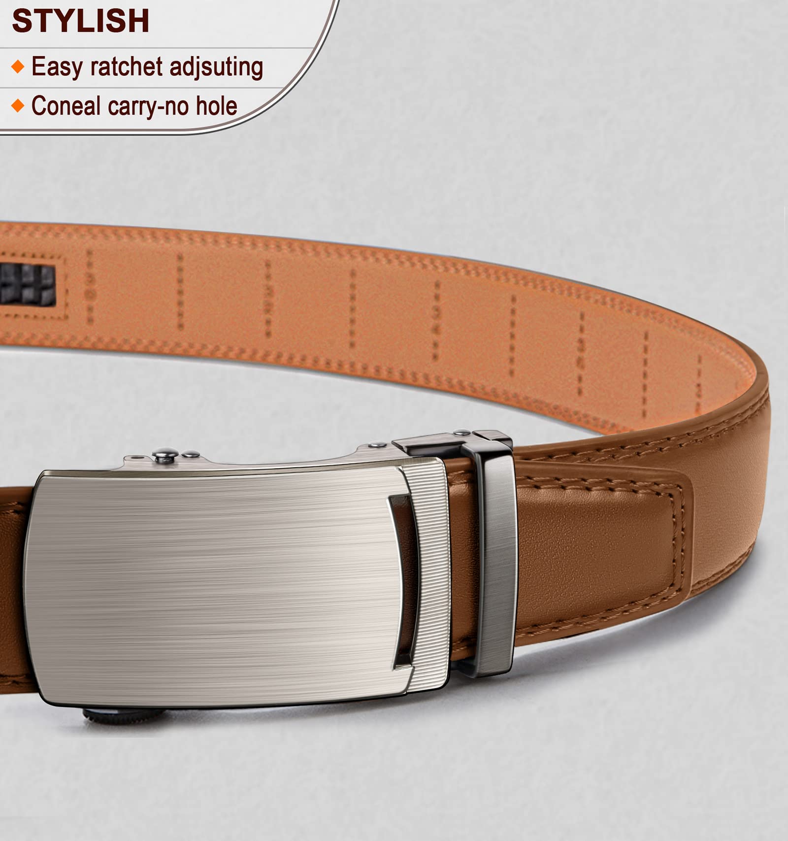 KEMISANT Cintura Uomo, Cintura Pelle Uomo Cricchetto Automatica Fibbia 35mm,Trim Regolabile per Adattars