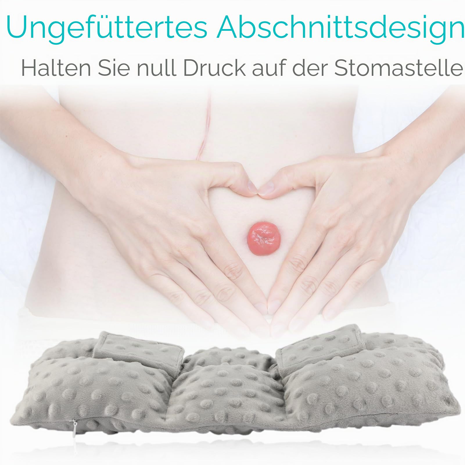 Stoma-Sicherheitsgurtkissen, Stoma-Sicherheitsgurtschutz, Stomabeutel-Bezugskissen zum Autofahren, Ileostomie, Stoma-Stützkissen, Urostomie-Zubehör, Auto, Damen, Herren, Minky Dot Hellgrau