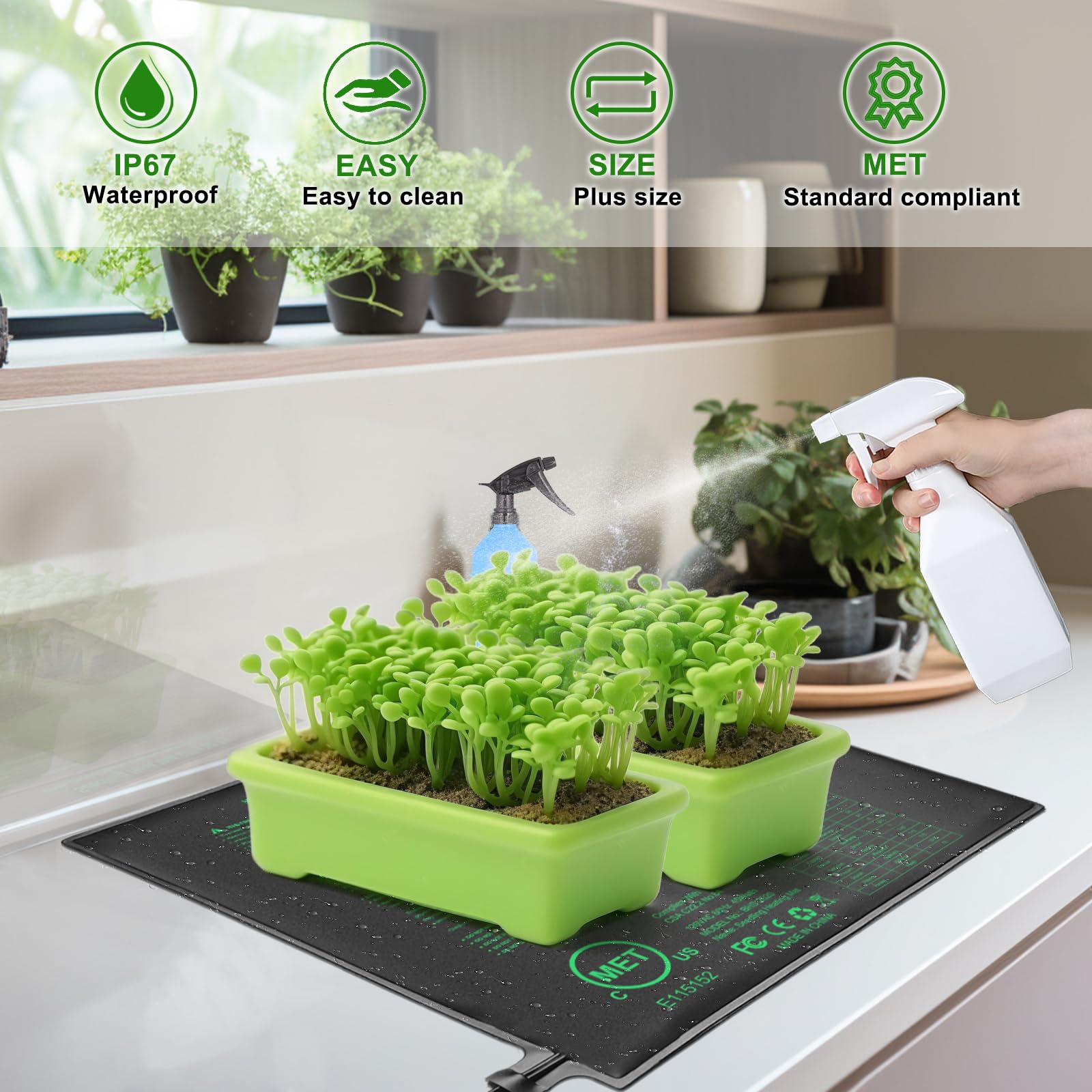 Tapis chauffant pour semis - 50,8 x 52,7 cm - Plante hydroponique chaude pour le jardinage en intérieur - Imperméable et durable