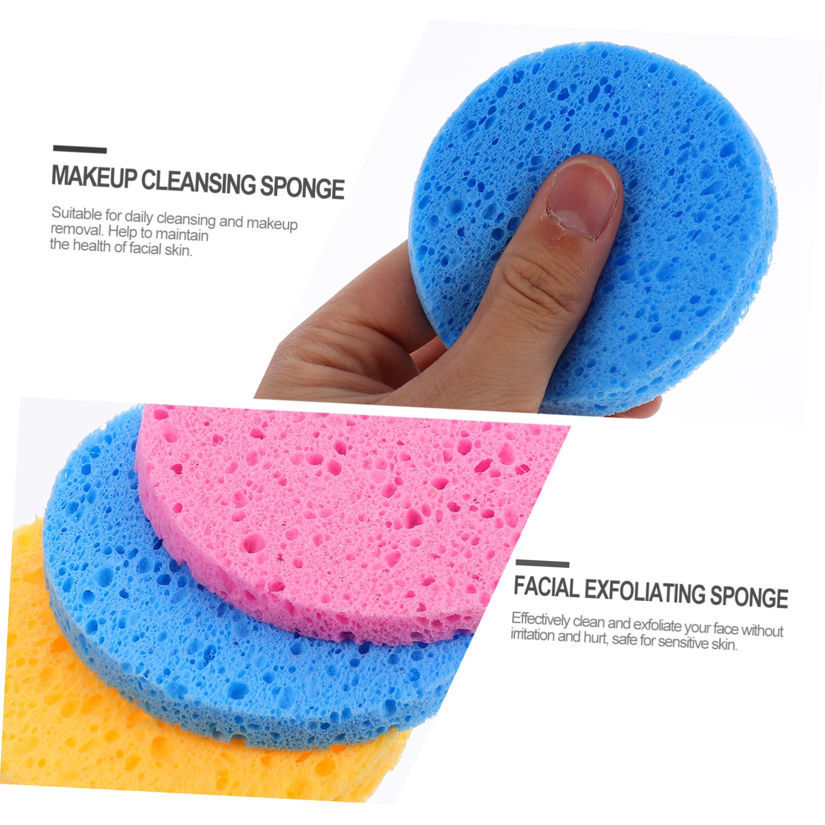 FRCOLOR 90pezzi Spugne Per Rimozione Makeup e Esfoliazione Spugnette Cellulosa Riutilizzabili Per Facciale Adatte e Colori