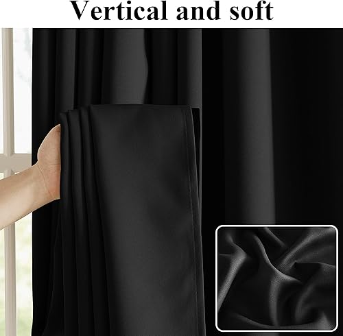 Miniatura 20 de RYB HOME Juego de 2 paneles de cortinas opacas grises de 63 pulgadas de largo, cortinas sólidas resistentes para oscurecer la habitación