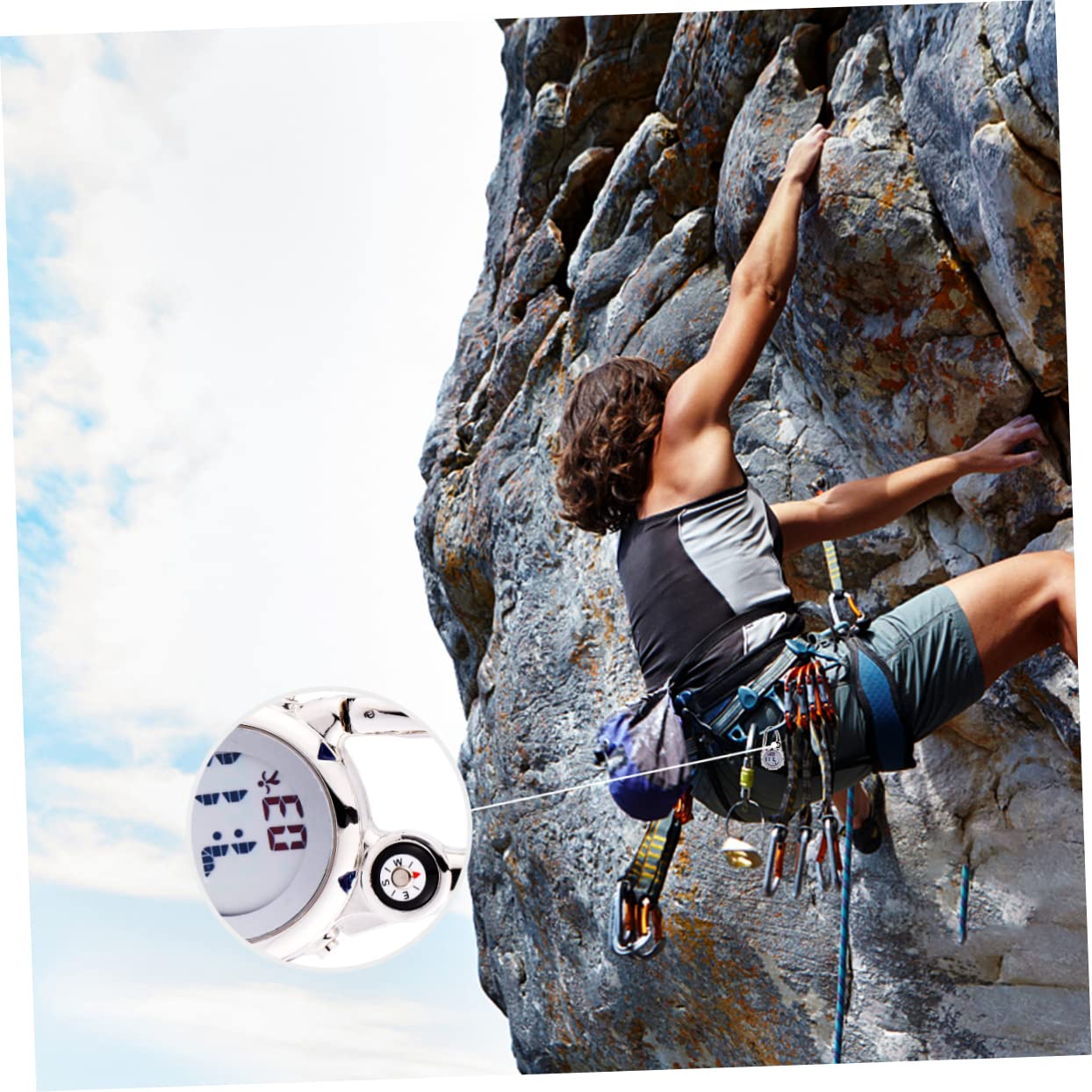 LIFKOME 2stücke Mini Carabiner Uhr Multifunktionale Edelstahl-hängeuhr Für Outdoor-aktivitäten Und Stoßfest Für Rettungsdienst Und Abenteurer Blau