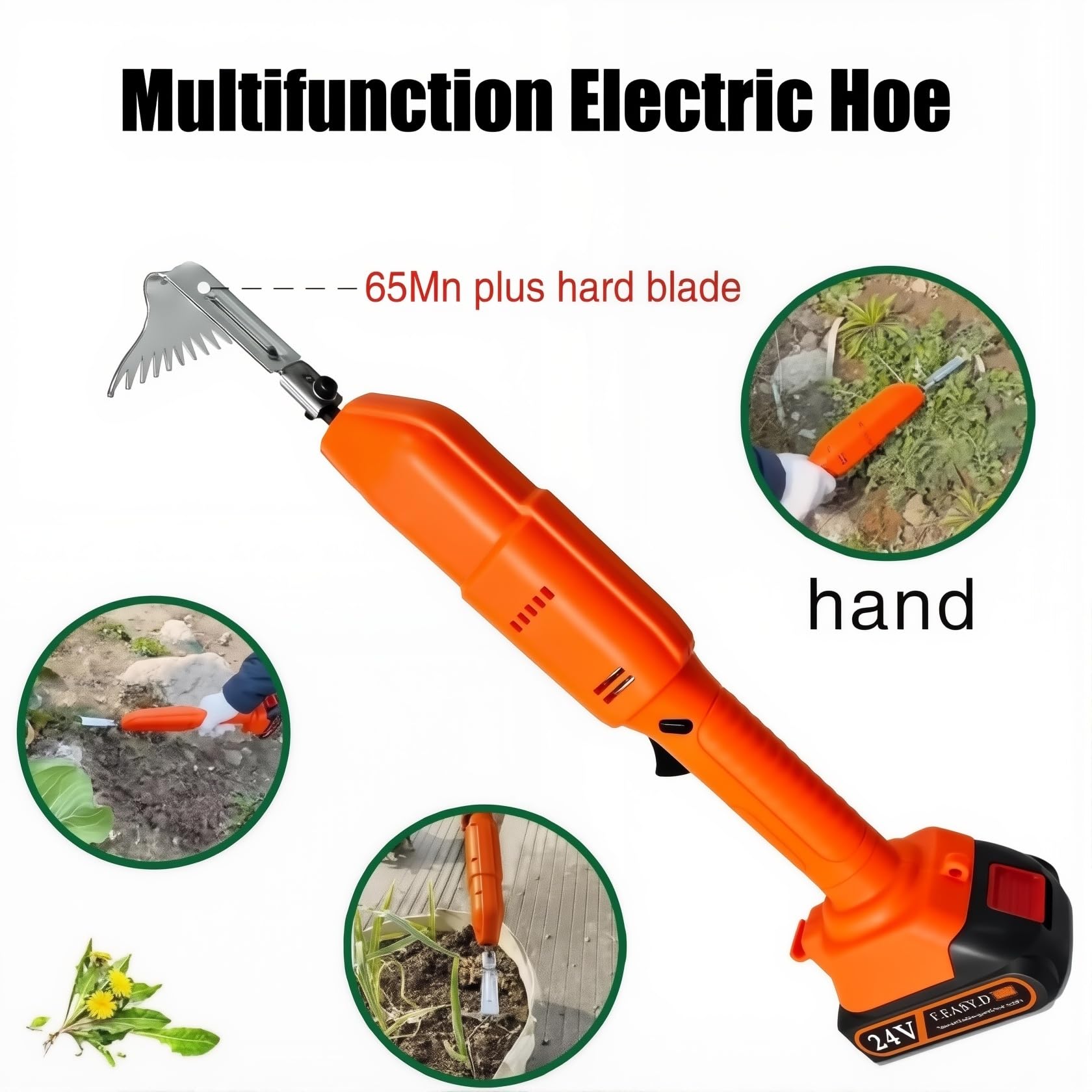 Zappa e Diserbatore Elettrico, Fresa da Giardino Senza Fili con 1/2 Batterie & Asta Lunga, Mini Zappa Elettrica per Scavare, Diserbare e Ammorbidire Il Terreno, 2 Paia di Guanti Two Batteries