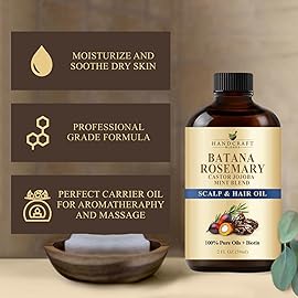 Batana & Rosemary Hair Growth Oil 2oz - Scalp Treatment & Strengthening for Growth & Loss, Thinning, Dry Scalp, Split Ends - Natural Hair Oil for Women & Men - Intensive Repair & Nourishing Formula