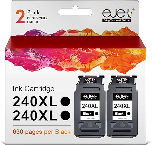 ejet Cartucho de tinta negro 240XL remanufacturado para Canon PG-240XL Cartucho de tinta negra para Pixma MG3620 MG2120 MG3520 TS5120 MX452 MX512