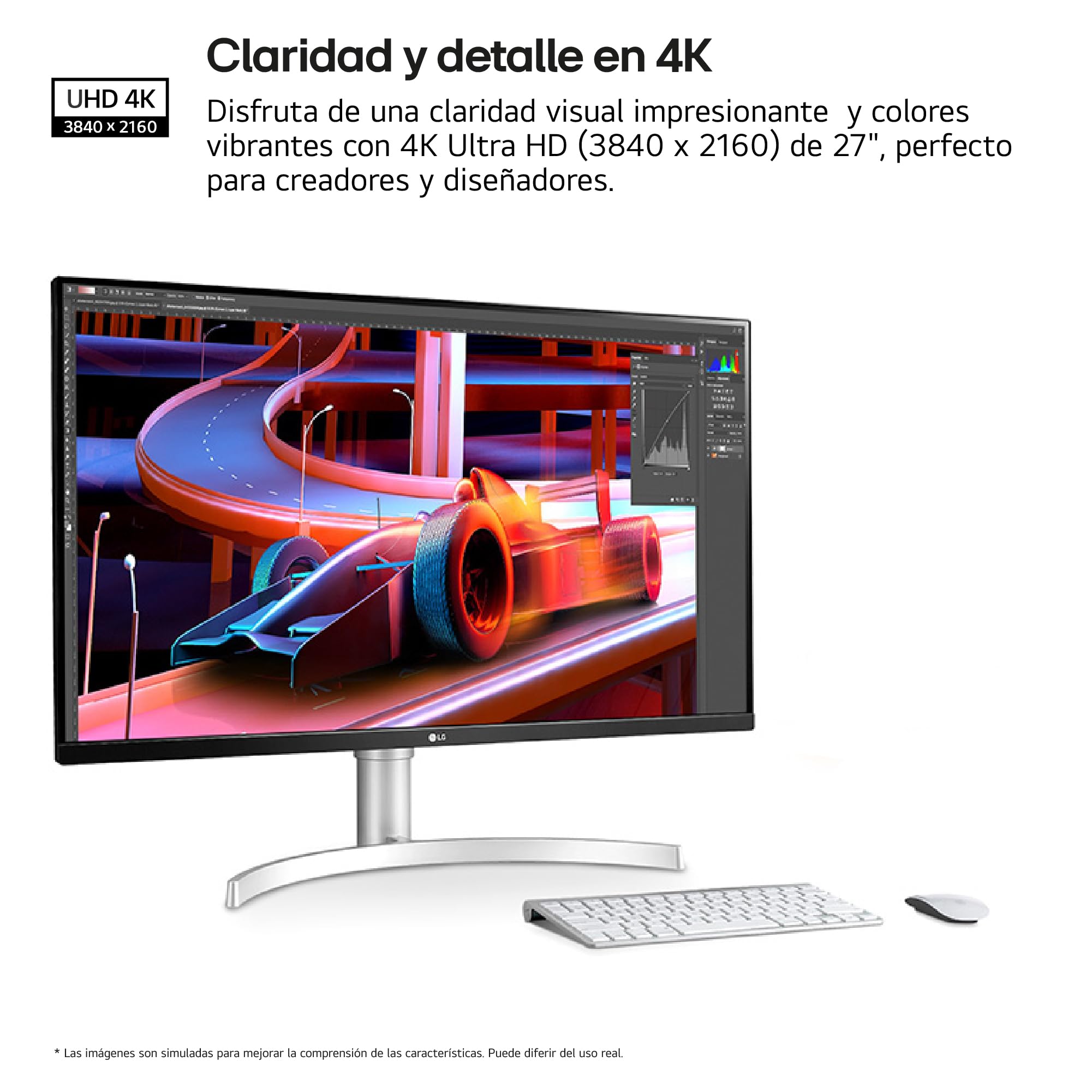 LG Monitor Ultrafine 27UP850K-W - 27'', UHD(3840 x 2160), IPS, Blanco | altura ajustable, HDR10, -, DCI-P3 95%, UHD 4K (3840 x 2160), HDMI 2,0, altavoces 5W x2