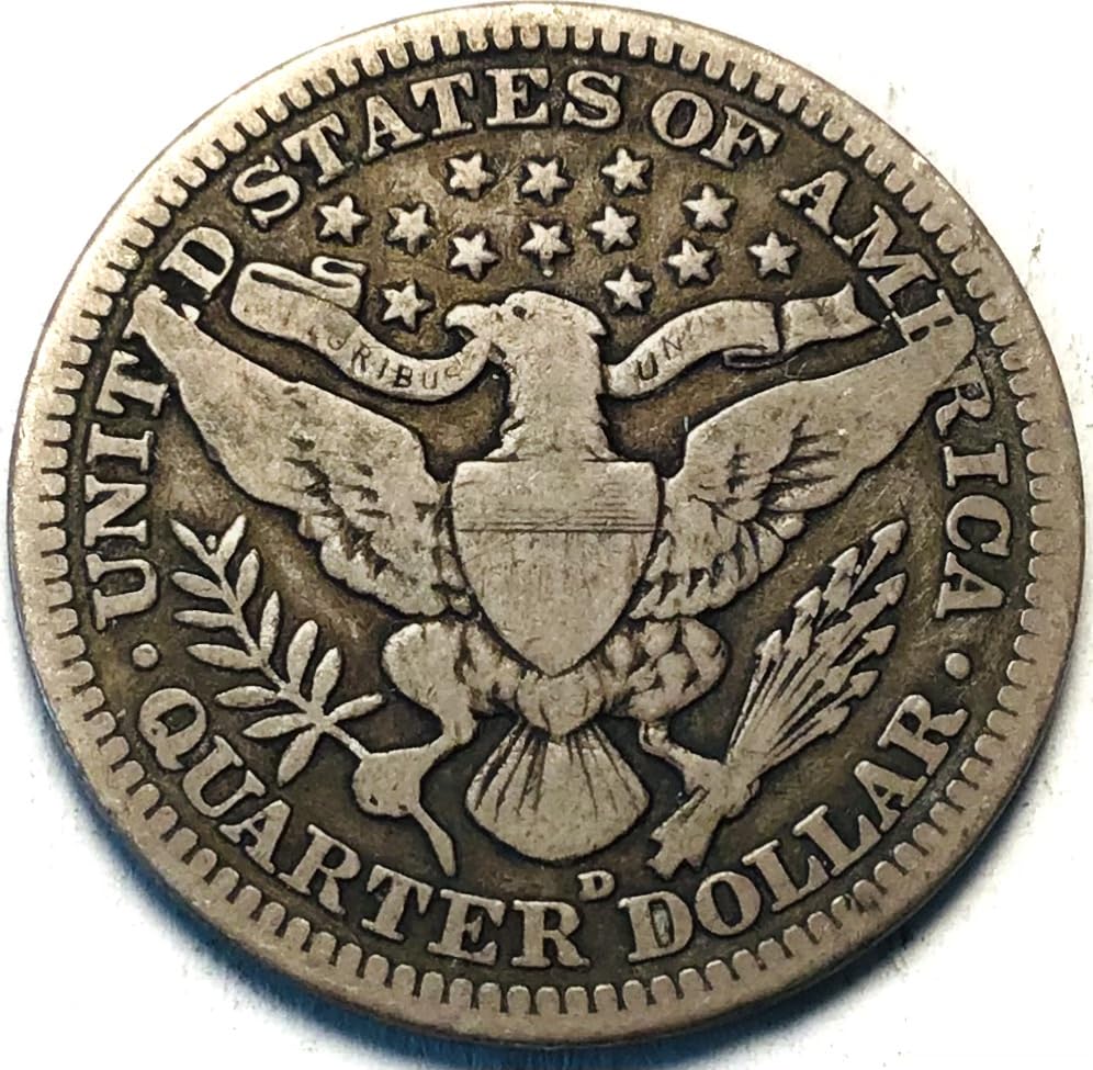 1916 D Barber Silver Quarter Very Good