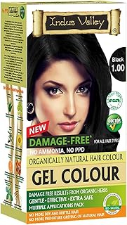 Indus Valley Natural Organic Damage Free Permanent Gel Hair Color, Ammonia Free, Vegan, Cruelty Free, Up to 100% Gray Coverage |Doctor Recommended| Bio Natural Certified- Black 1.0 (20gram+200ml) Pack of 1