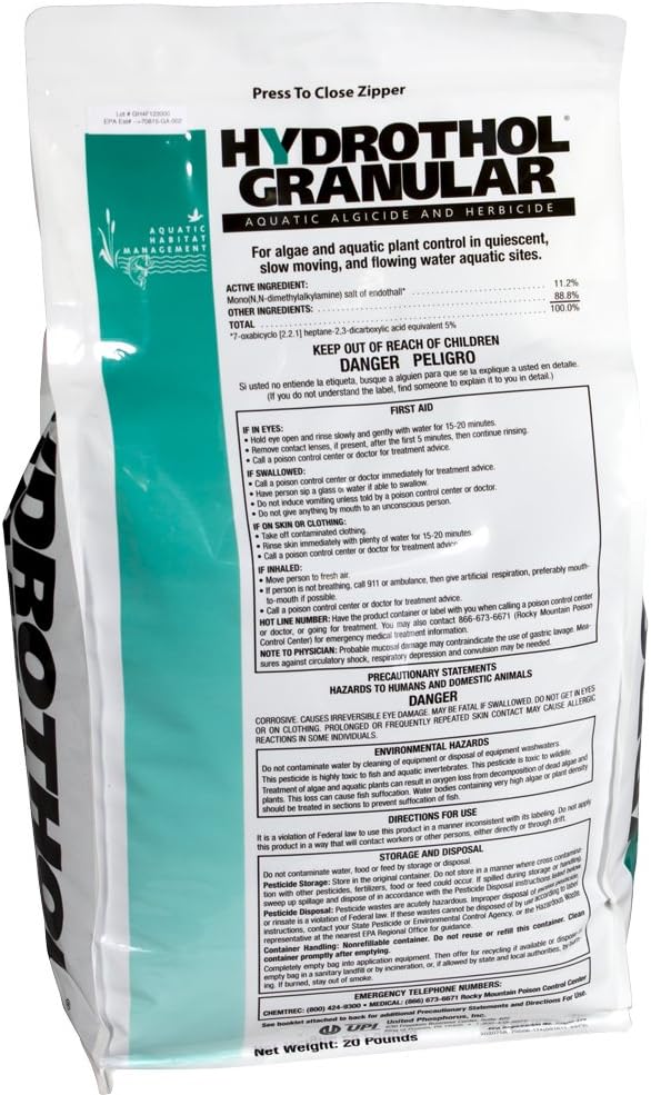Hydrothol Granule with Endothall for Submerged Aquatic Weeds 40 LBS