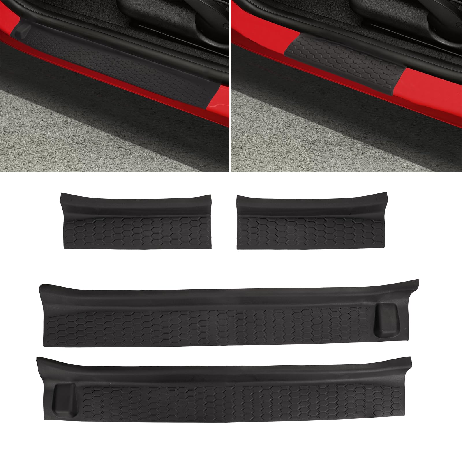 Zondio Car Door Sill Protector Kit Compatible with 2018-2024 Jeep Wrangler JL Unlimited, Door Sill Guards Fit for 2020-2024 Jeep Gladiator, for Wrangler JLU and Gladiator JT 4 Door Car Accessories