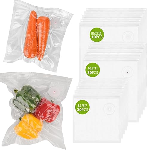 Miniatura 1 de 60 bolsas selladoras al vacío para alimentos, válvula de aire mejorada, bolsas de almacenamiento de alimentos con sellado al vacío sin BPA, bolsas