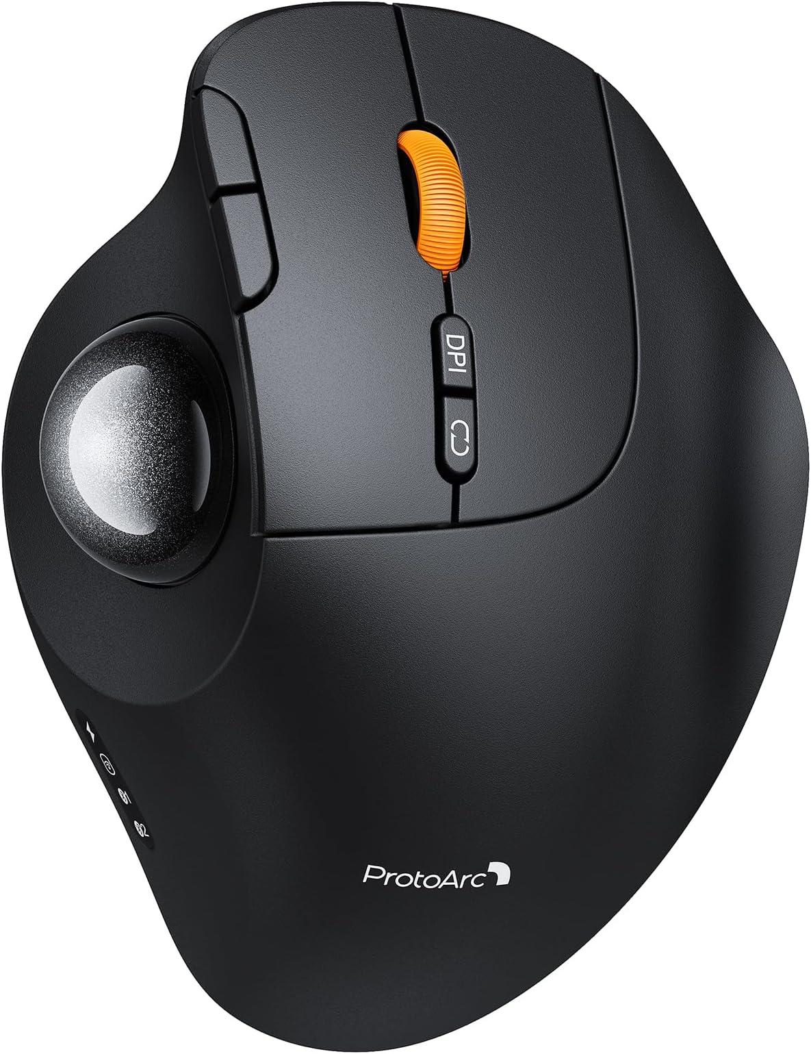 ProtoArc Wireless Ball Mouse, EM02 Ergonomic Bluetooth Rechargeable Mouse for Computer, Adjustable Angle and Connection to 3 Devices, Smooth Tracking for Laptop, PC, Mac – Grey