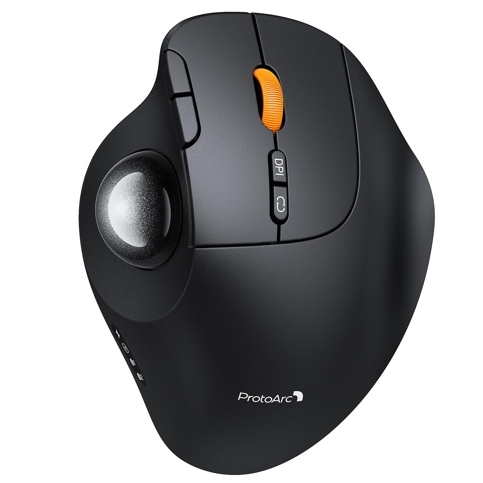 ProtoArc Wireless Ball Mouse, EM02 Ergonomic Bluetooth Rechargeable Mouse for Computer, Adjustable Angle and Connection to 3 Devices, Smooth Tracking for Laptop, PC, Mac – Grey