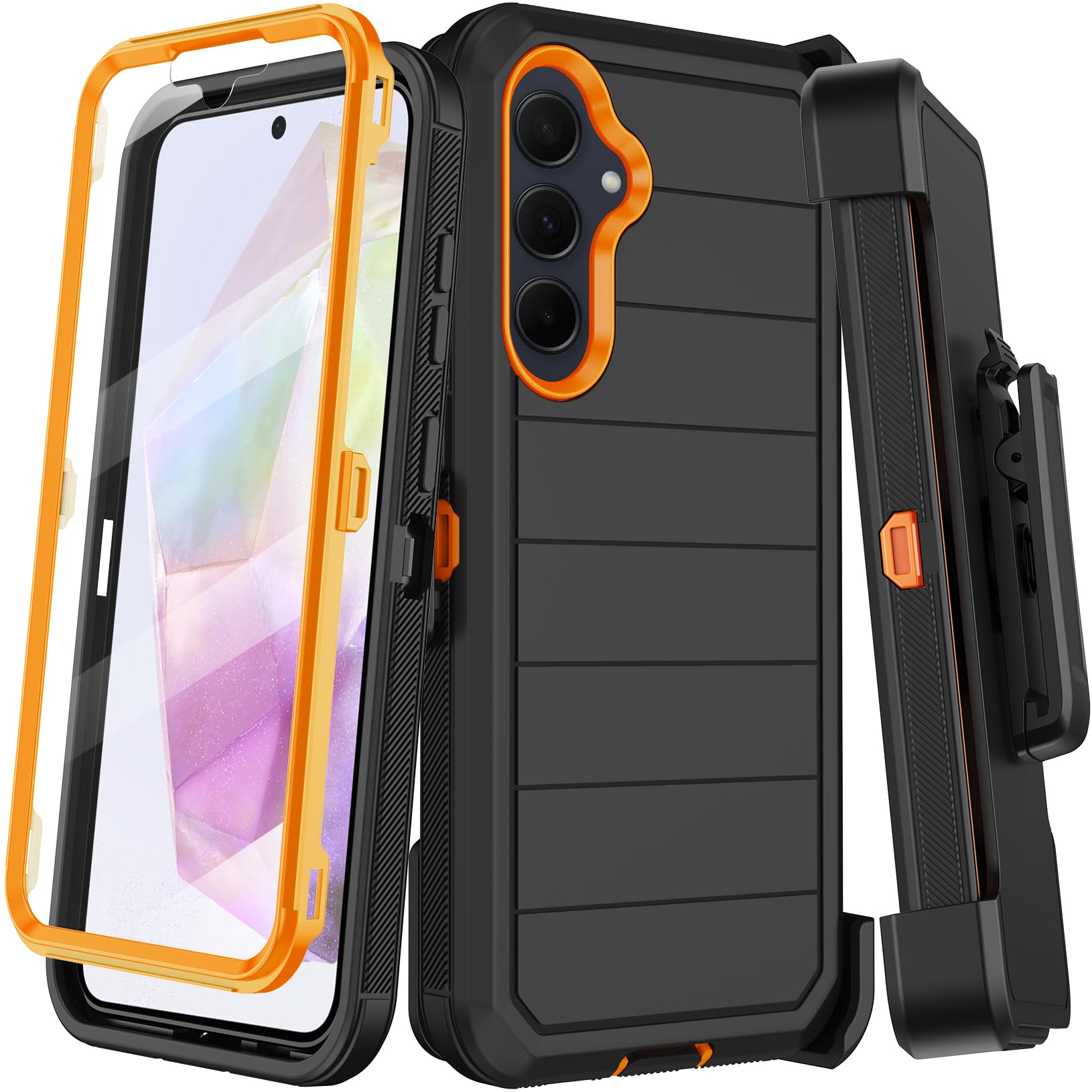 KECAI for Samsung Galaxy A35 5G Case with Belt Clip Holster,Built-in Screen Protector,Heavy Duty Shockproof Drop Protection Military Grade Durable