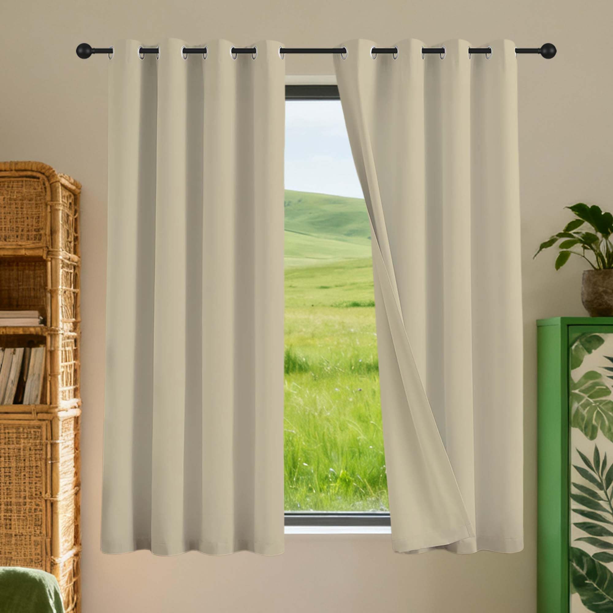 Rideaux anti froid pour salon et chambre isolant crème 110x300 cm