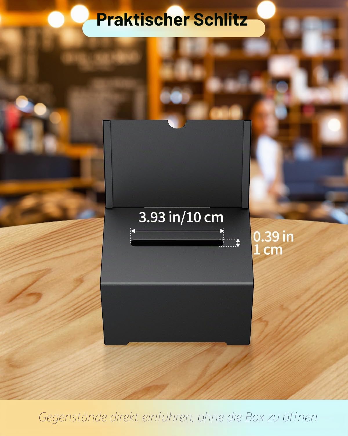 Uniclife Metall-Spendenbox für Spendenaktionen, Aufbewahrungsbehälter für Spendenaktionen, schwarze Wahlurne mit Schildhalter, Vorschlagsbox mit Einwurfschlitz und Schloss, 16,3 cm x 11,9 cm x 10,2 cm