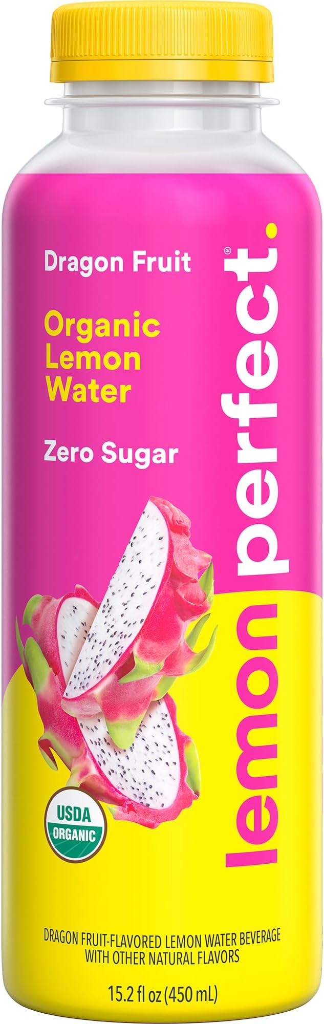 Lemon Perfect Dragon Fruit Mango, Hydrating Flavored Lemon Water, Zero Sugar, Delicious and Refreshing, Organic, 15.2 fl oz Bottle