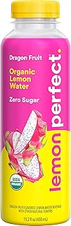 Lemon Perfect Dragon Fruit Mango, Hydrating Flavored Lemon Water, Zero Sugar, Delicious and Refreshing, Organic, 15.2 fl oz Bottle