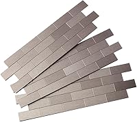 Vista 3 de Azulejos adhesivos de Aspect para salpicadero, de metal mate, diseño de tipo metro, para cocina y baño, Plateado