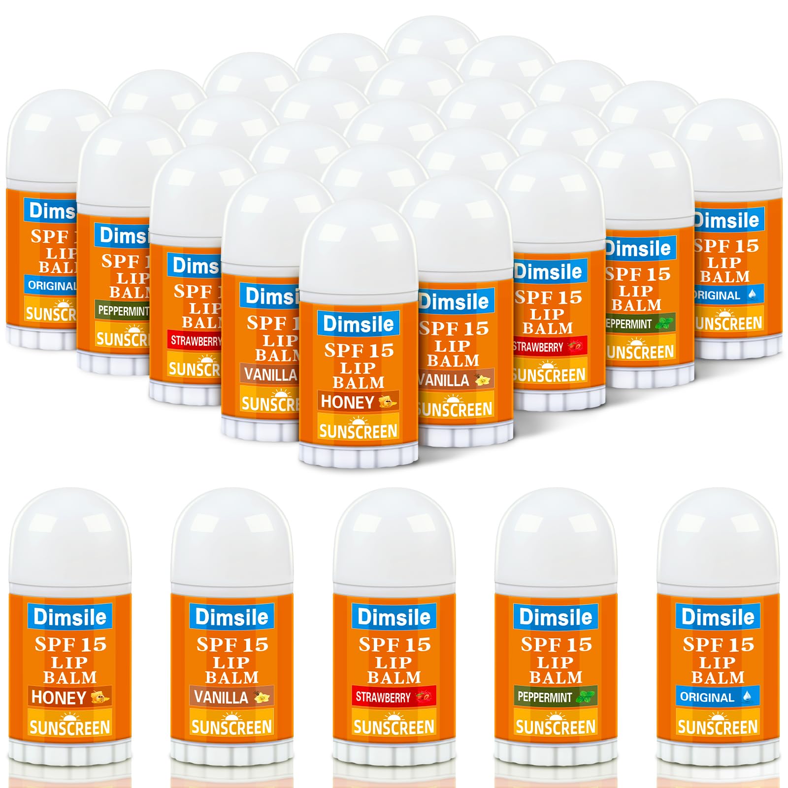 Dimsile 50 Pcs Mini Sunscreen Lip Balms Bulk Spf 15 Lip Balms Sticks with Sunscreen Teacher Nurse Volunteer Employee Appreciation Gifts Bulk Staff