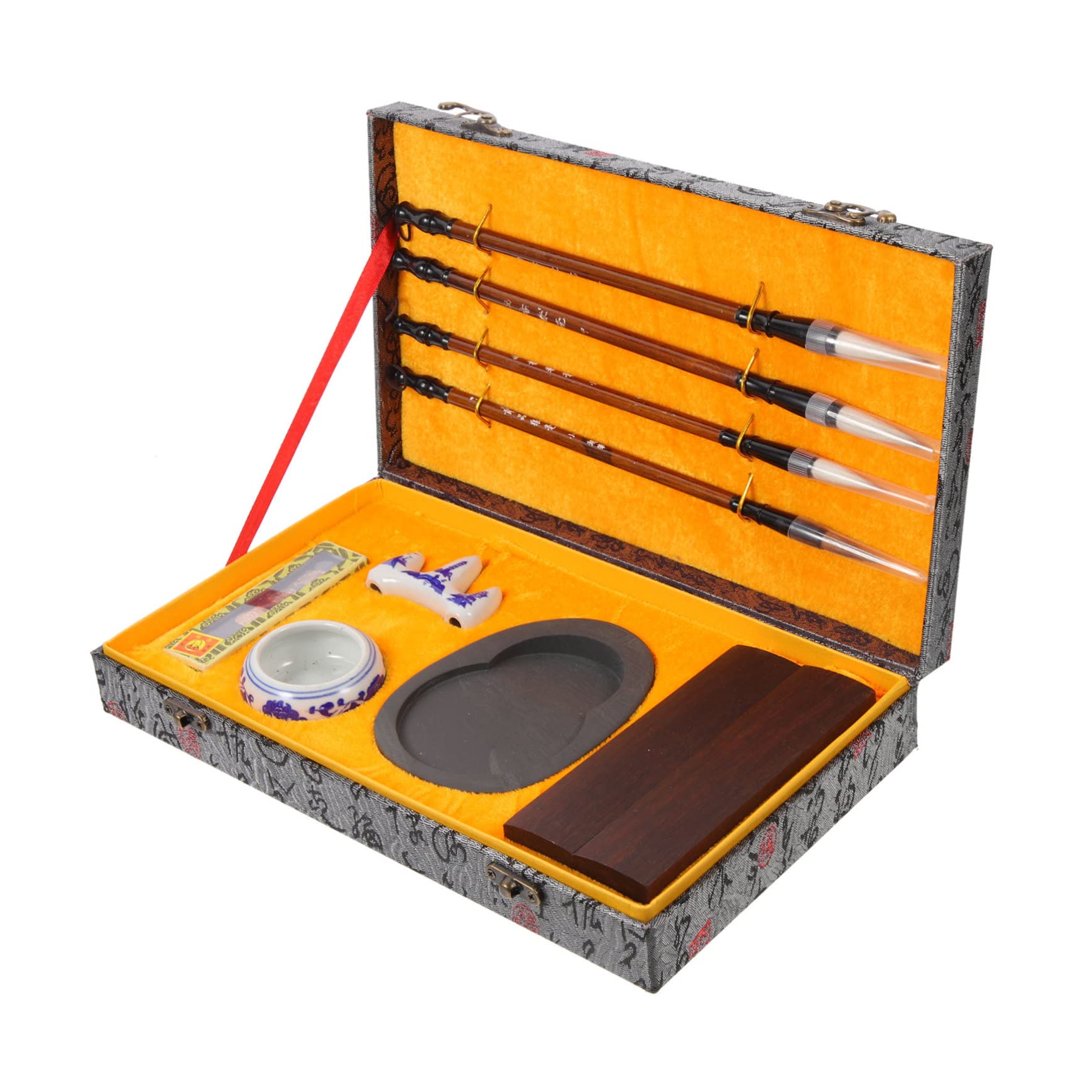 Completo Calligrafia Cinese con Pennelli Resistente Pietra Inchiostro e Bastoncino Kit Pratico per Studenti e Artisti Strumenti Tradizionali per Praticare Scrittura e Disegno