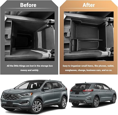 Miniatura 7 de YEE PIN Bandeja organizadora de consola central para Ford Edge 2024 2021-2024 Ford Edge SESELST-LineTitanioST, organizador de consola media, bandeja