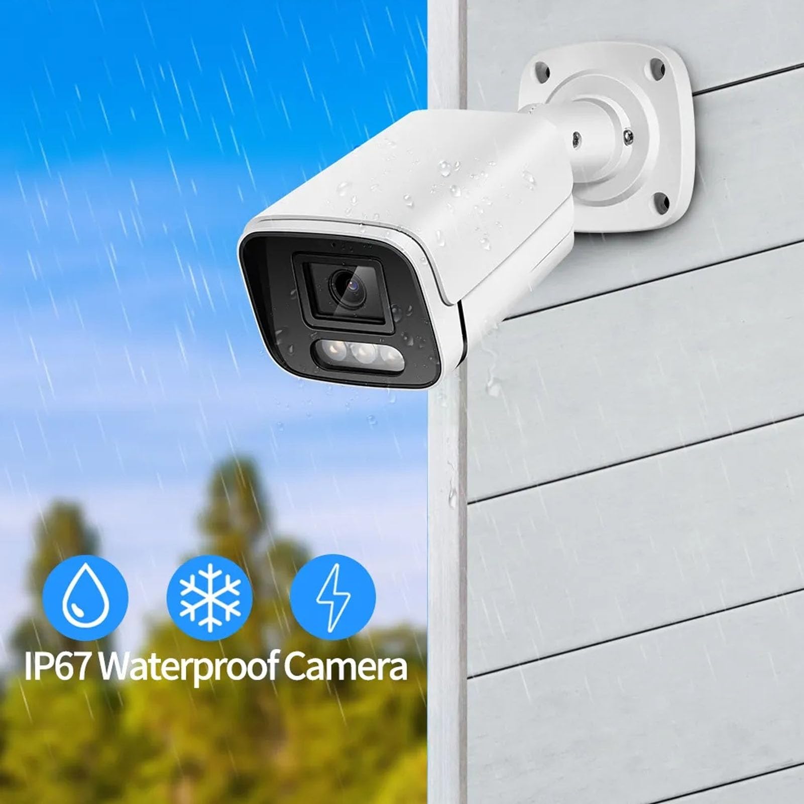 4K POE IP-Kamera, 6 MP High-Definition-Sicherheitsüberwachungskamera, IP66 wasserdichte 120° Weitwinkel-Nachtsicht-Überwachungskameras, für Heim- und Geschäftsüberwachung