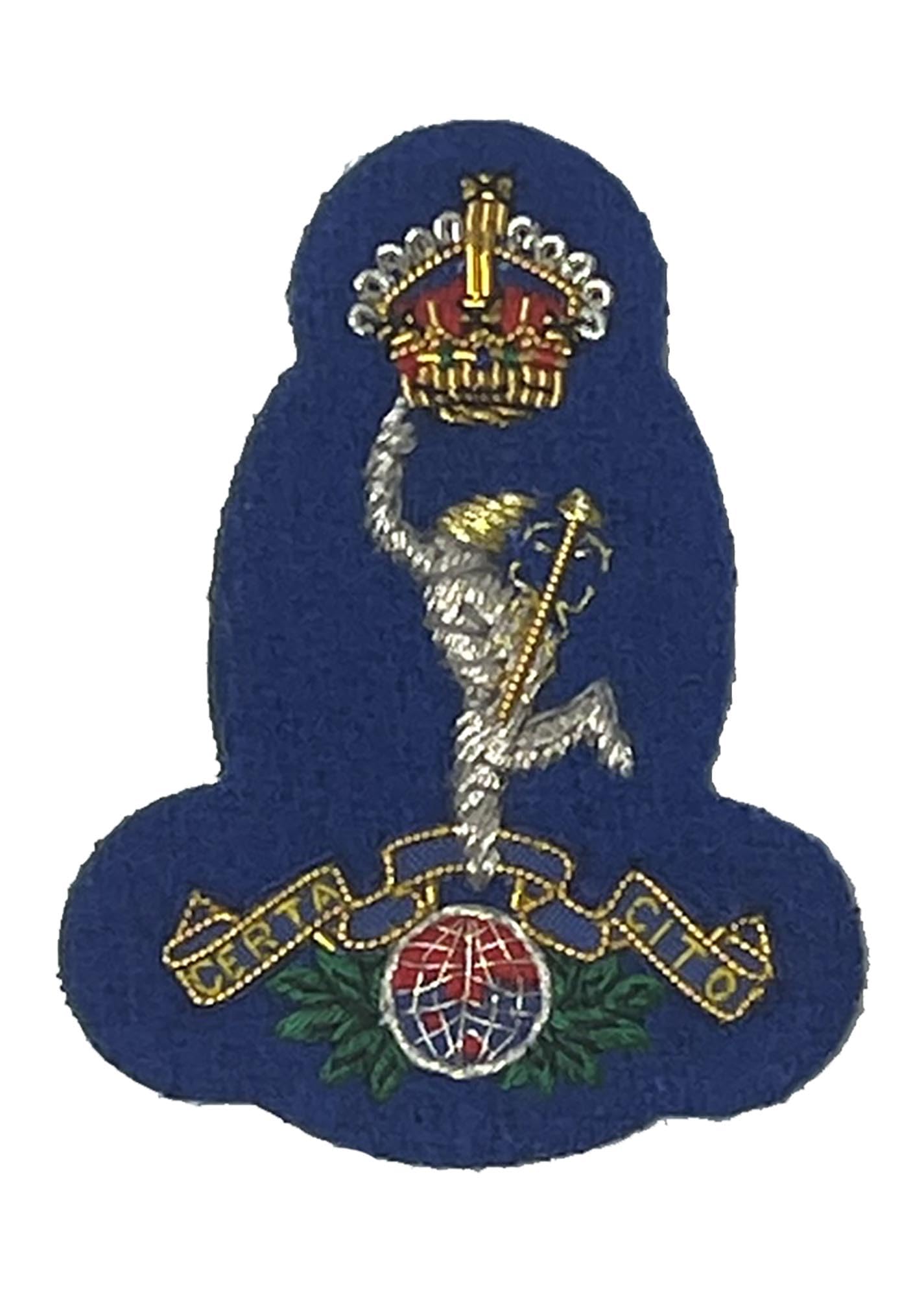 CL DistributionKings Crown Royal Signals Officers Wire Embroided Blue Cap/Beret Badge (Berkshire Yeomanry