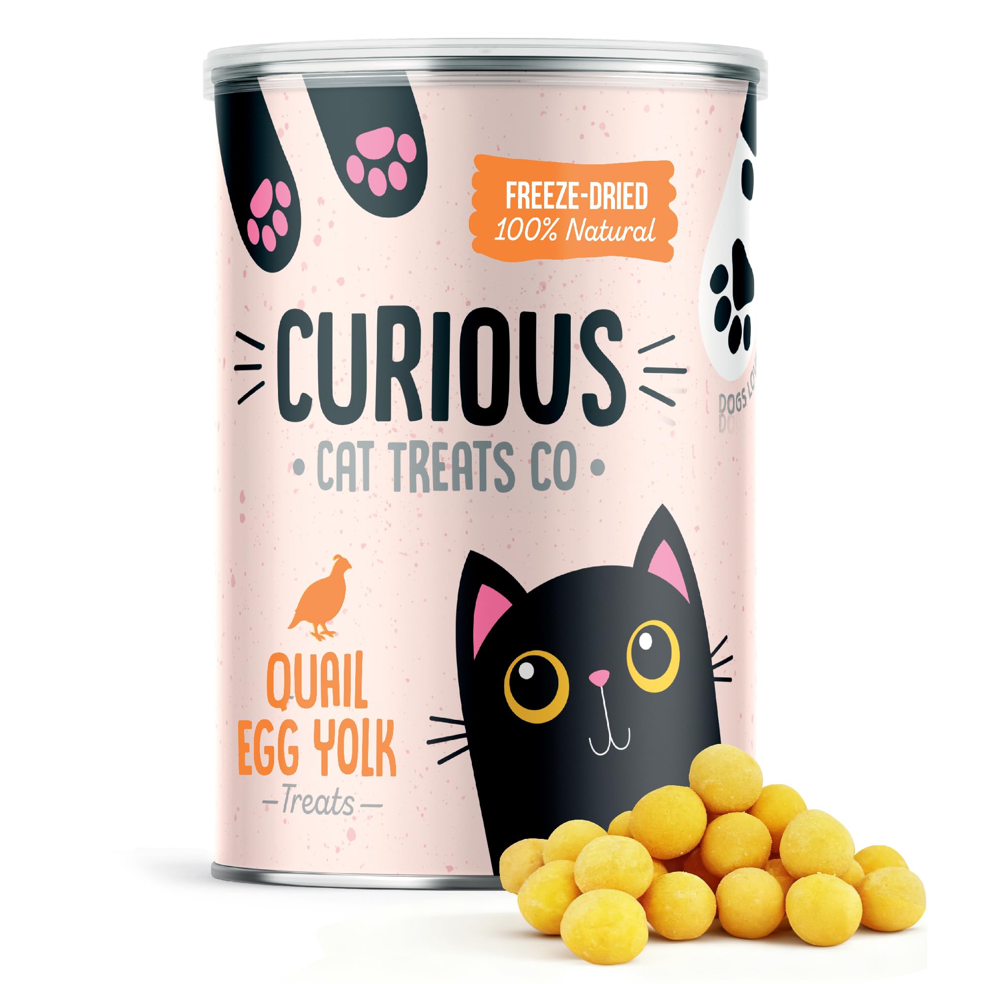 200g Natual Quail Egg Yolk Freeze-Dried Cat Treats Toppers, Fresh Quail Egg Yolk Dog Treats Freeze Dried to Protect Nutrition and Rich Protein, Easy Digestion for Cats and Dogs (200g Tube)