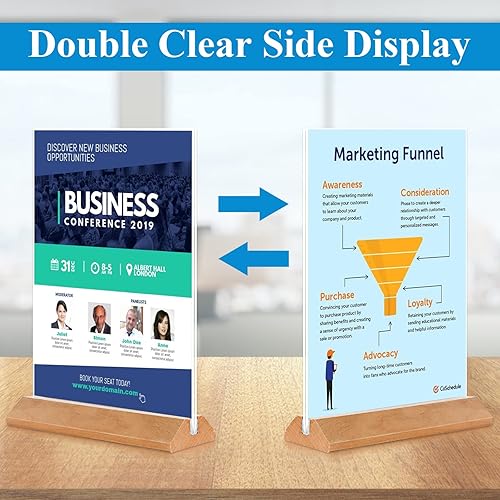 Miniatura 4 de DunGu Soporte acrílico para letreros de 8.5 x 11 pulgadas, paquete de 6 soportes horizontales de doble cara para flyer, soporte transparente para