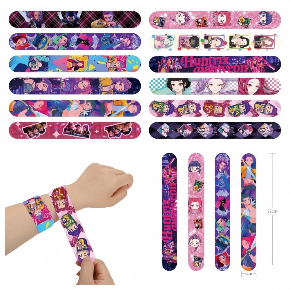 FEIFEI'S BOW 12Pcs Party Bags Fillers Kids Slap Bands,Slap Bands Slap Bracelets Wristband Party Favours for Girls Boys Party Bag Fillers Birthday Classroom Gifts kpop katseye (Kpop)