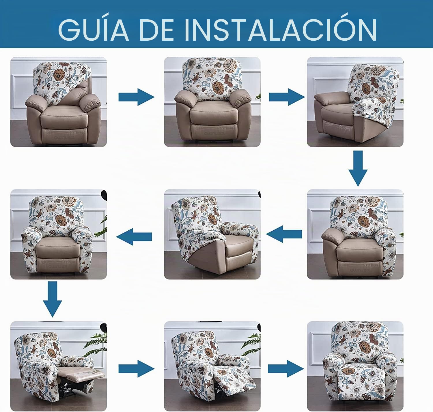 Funda para sofá reclinable Funda elástica para sillón de Descanso 4 Piezas Funda elástica para sillón reclinable, sillón de Masaje