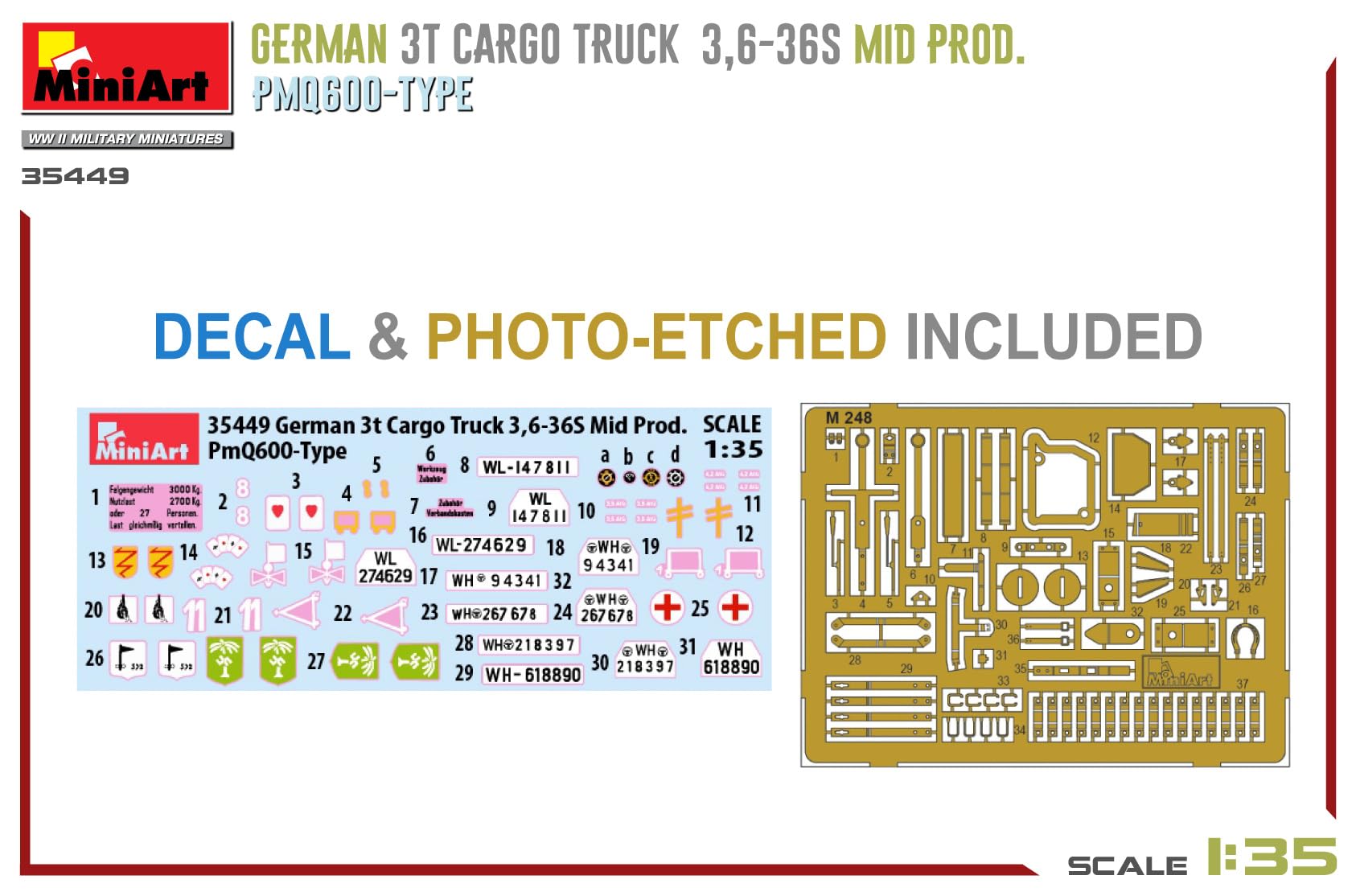 Mini Art 35449 1:35 Dt. 3t Cargo Truck Mid Prod. PmQ600 - wierna reprodukcja, modelarstwo, zestaw plastikowy, rękodzieło, hobby, sklejanie, zestaw modelarski, montaż, niepomalowane