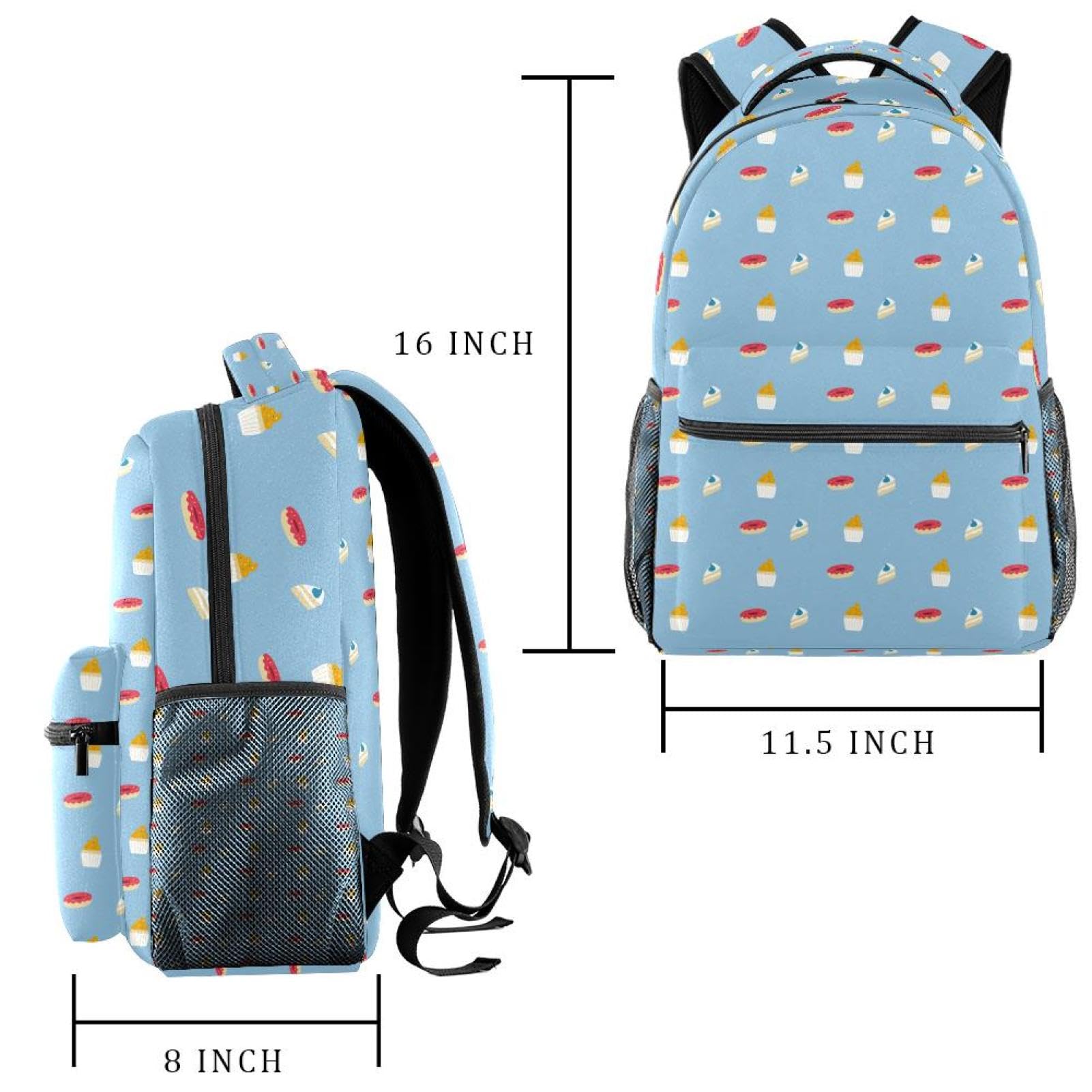 Zaino scolastico di grande capacità per libri, dessert, cupcake, ciambelle, zaino da viaggio, per computer portatile, impermeabile, per adolescenti, ragazze, ragazzi, adatto per notebook da