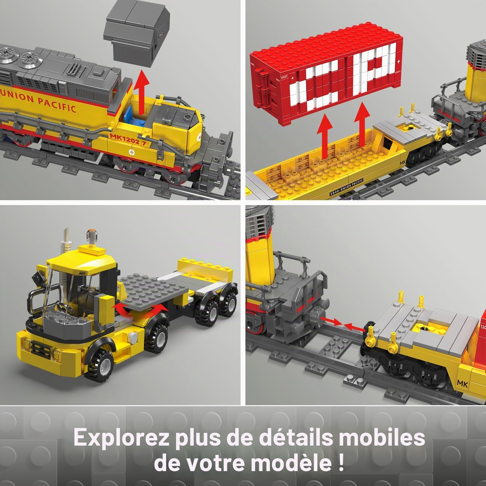 Mould King Technik 12027 Kit de blocs de construction de locomotive diesel télécommandée pour locomotive 1170 pièces
