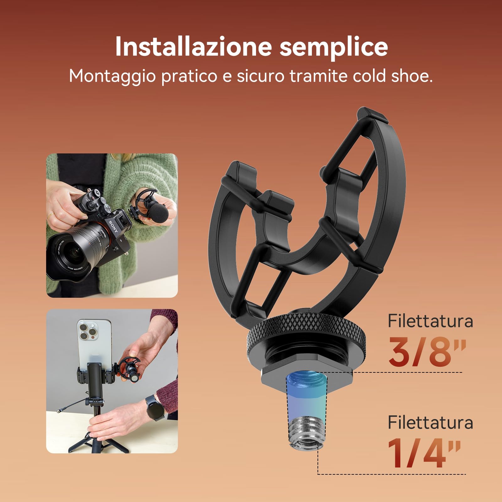 Microfono Fotocamera, Microfoni Direzionale Esterno Professionale per DSLR e Telefono Cellulari con Diagramma Polare Cardioide per Video Streaming su TikTok YouTube, Shotgun-Microfono-Fotocamera-Video