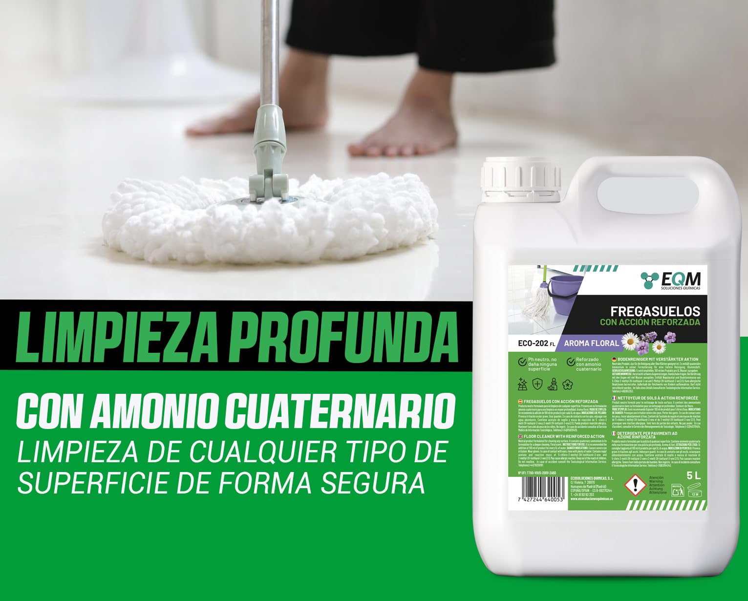 EQM ECO-202 Fregasuelos 5L Desengrasante Desodorizante