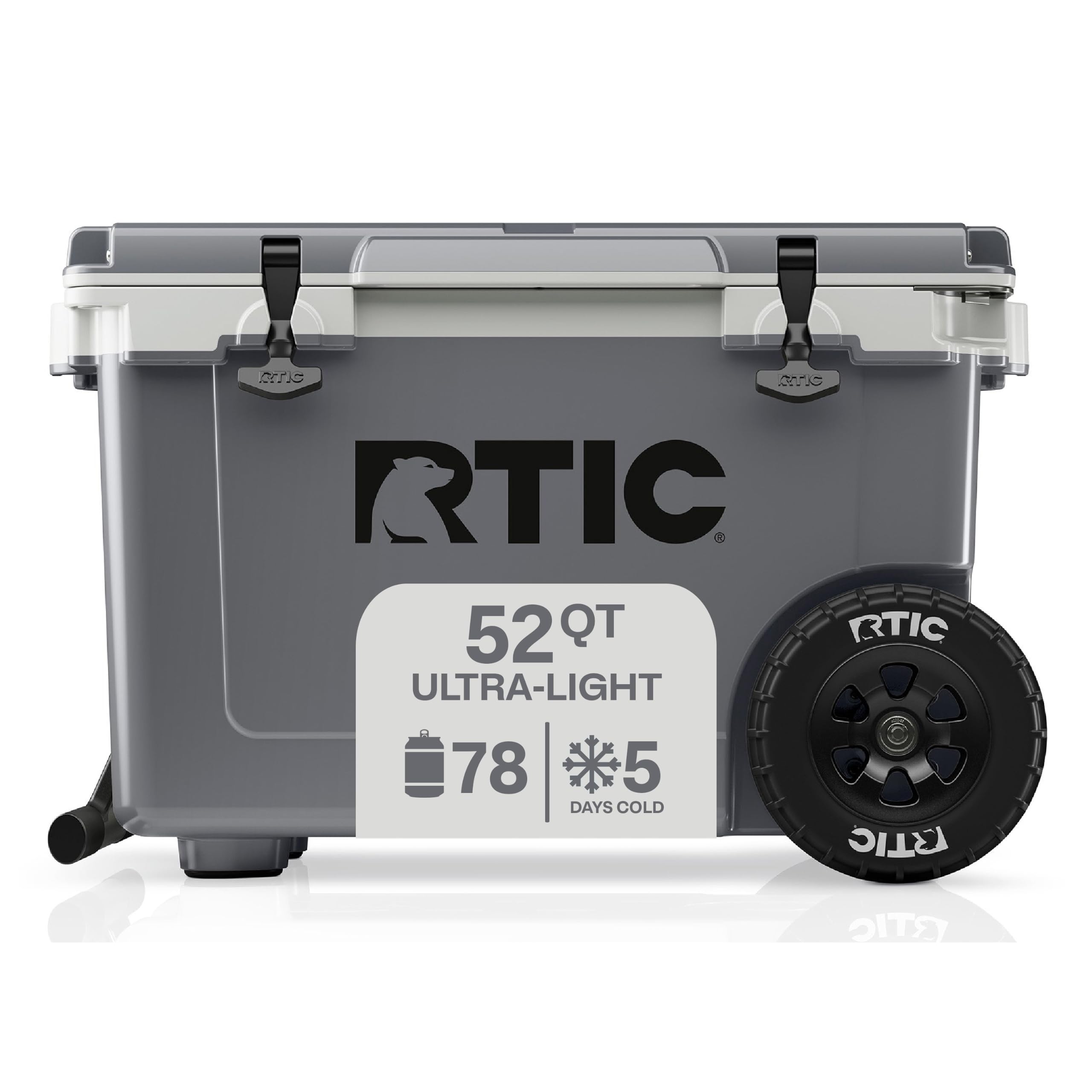 RTIC Contenitore per il ghiaccio portatile con ruote, ultra leggero, isolato, per spiaggia, bevande, bevande, campeggio, picnic, pesca, barca, 30% più leggero rispetto ai refrigeratori rotomolded