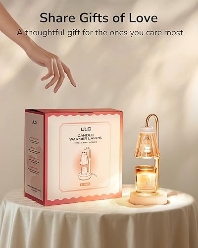 Miniatura 4 de ULG Paquete de 2 lámparas calentadoras de velas con atenuador, lámpara calentadora de velas con 4 bombillas para velas de 3 mechas, luz de fusión de