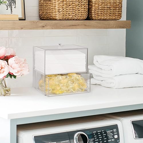 Miniatura 9 de Soporte para hojas de secadora, dispensador de hojas de secadora, caja de contenedores de acrílico para organización de lavandería, hojas de