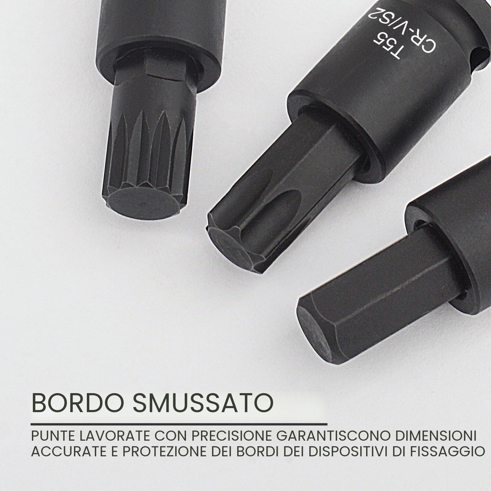 Gunpla Set di punte a percussione da 3/8 di pollice per impieghi gravosi CR-V, S2 in acciaio impattato poco profondo, 31 pezzi esagonali da 2-10 mm, Torx T10-T60, scanalature M4-M14 a stella Allen