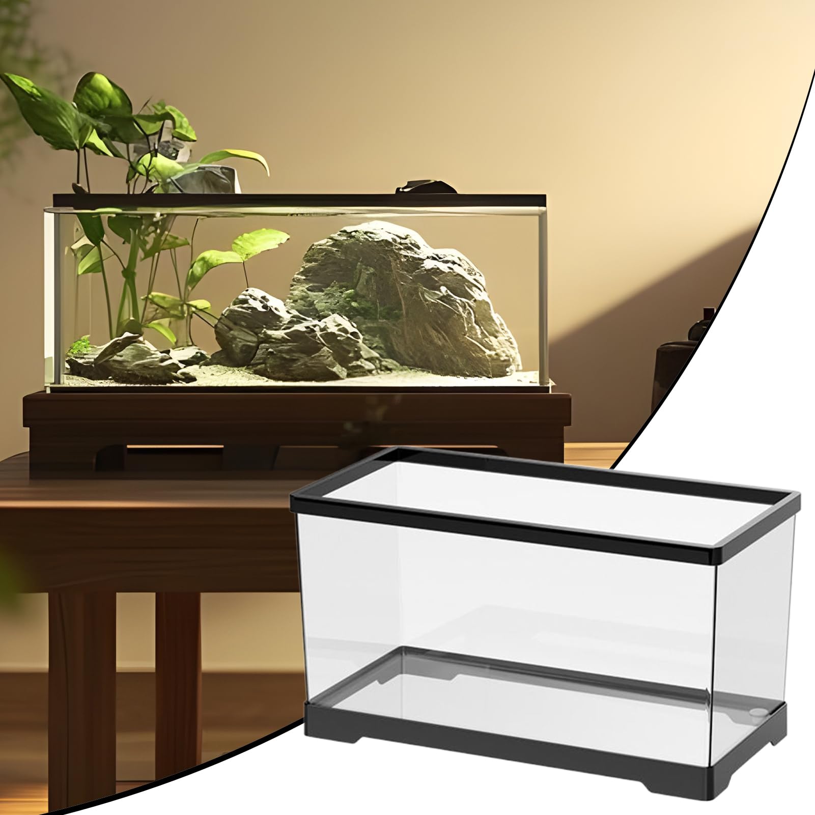 Kit Vasca Per Tartarughe Habitat Per Tartarughe | Terrario Acquario Con Drenaggio Integrato Per Testuggini Pesci Paguri Anfibi Camaleonte Rana