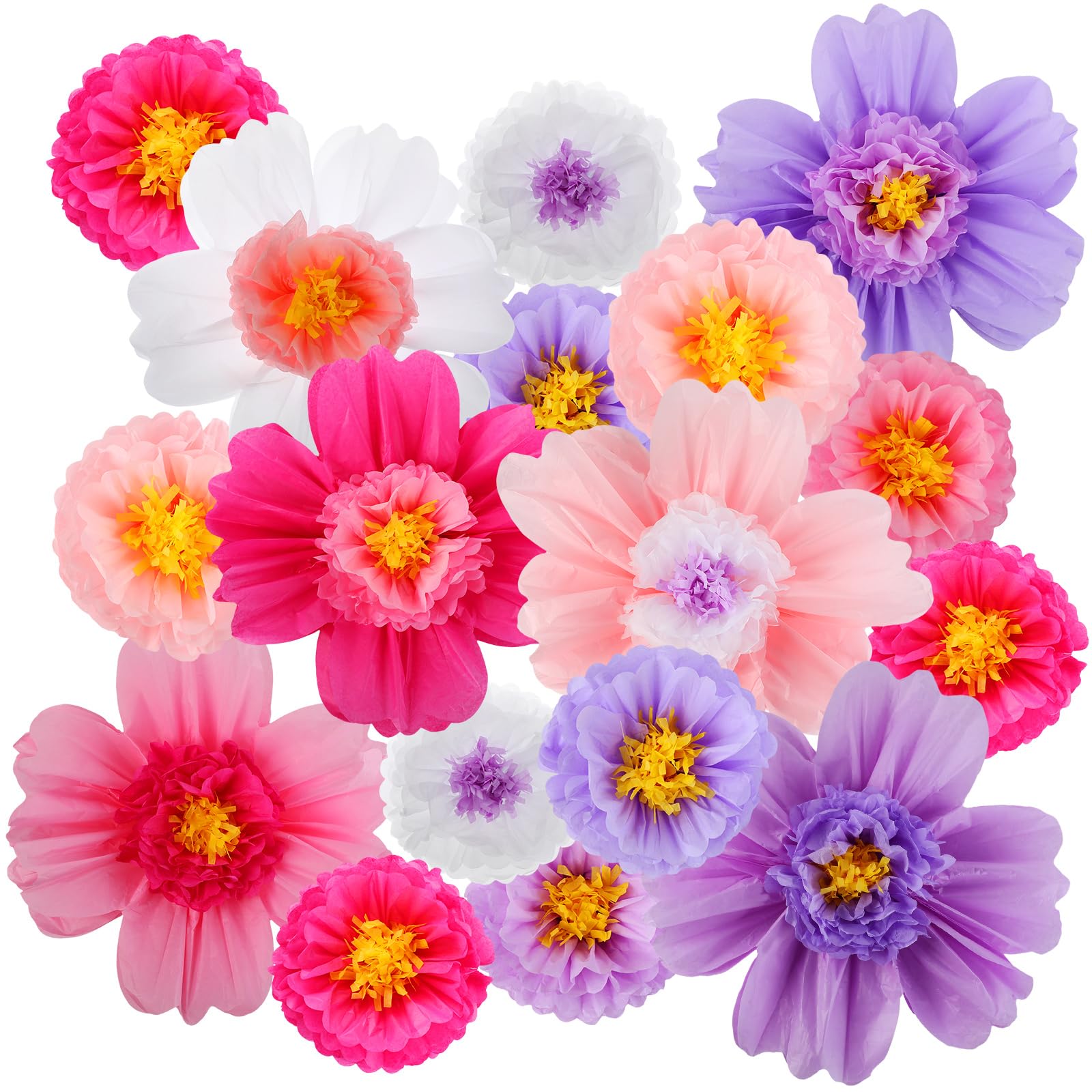 Crowye 12 Pcs Large Tissue Paper Flower Decor,10'' 20'',Bright Color
