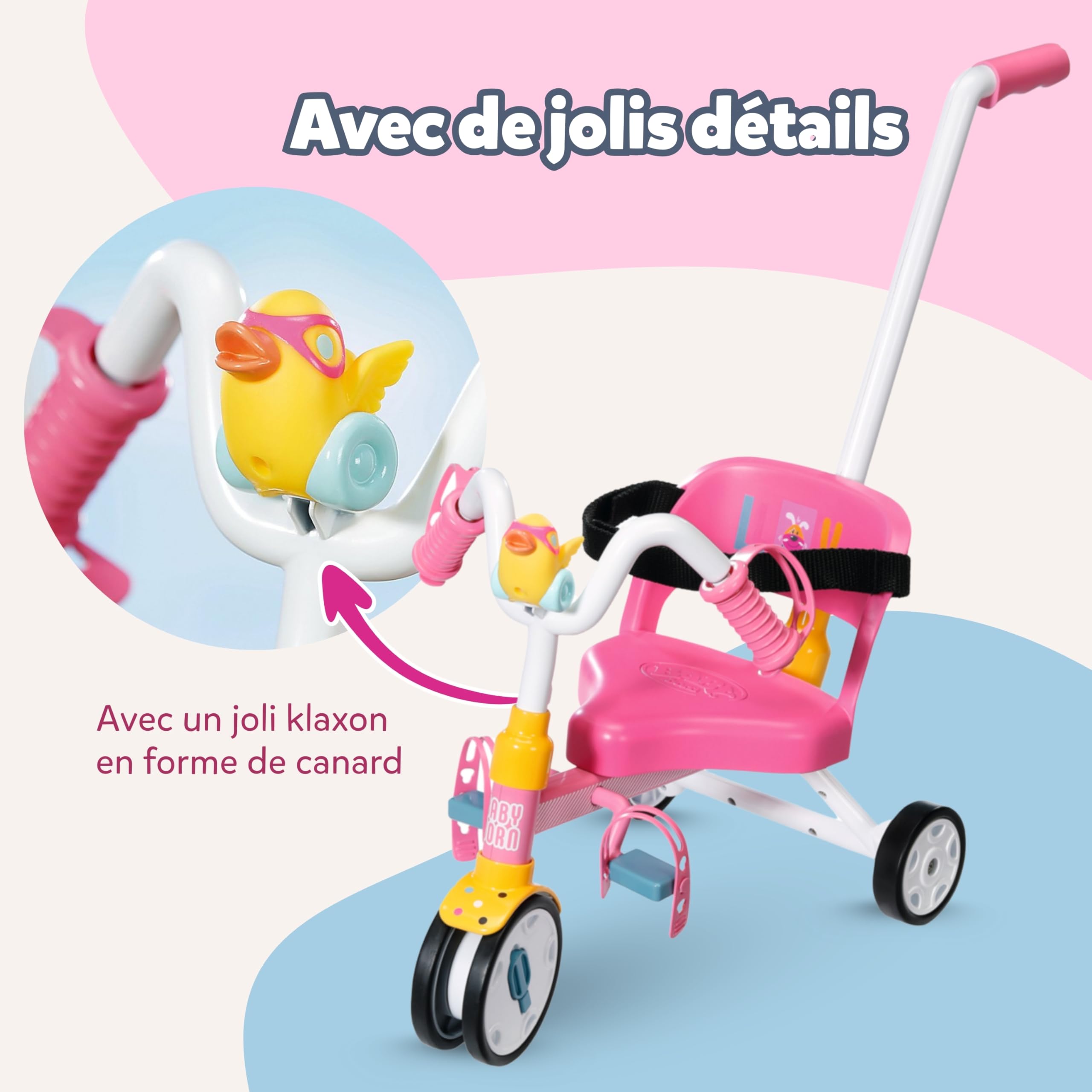 Baby Born Tricycle avec Barre de poussée - Trike avec Roues fonctionnelles et Ceinture de sécurité - Accessoire pour Toutes Les poupées de 36 cm et 43 cm - Convient aux Enfants dès 3 Ans