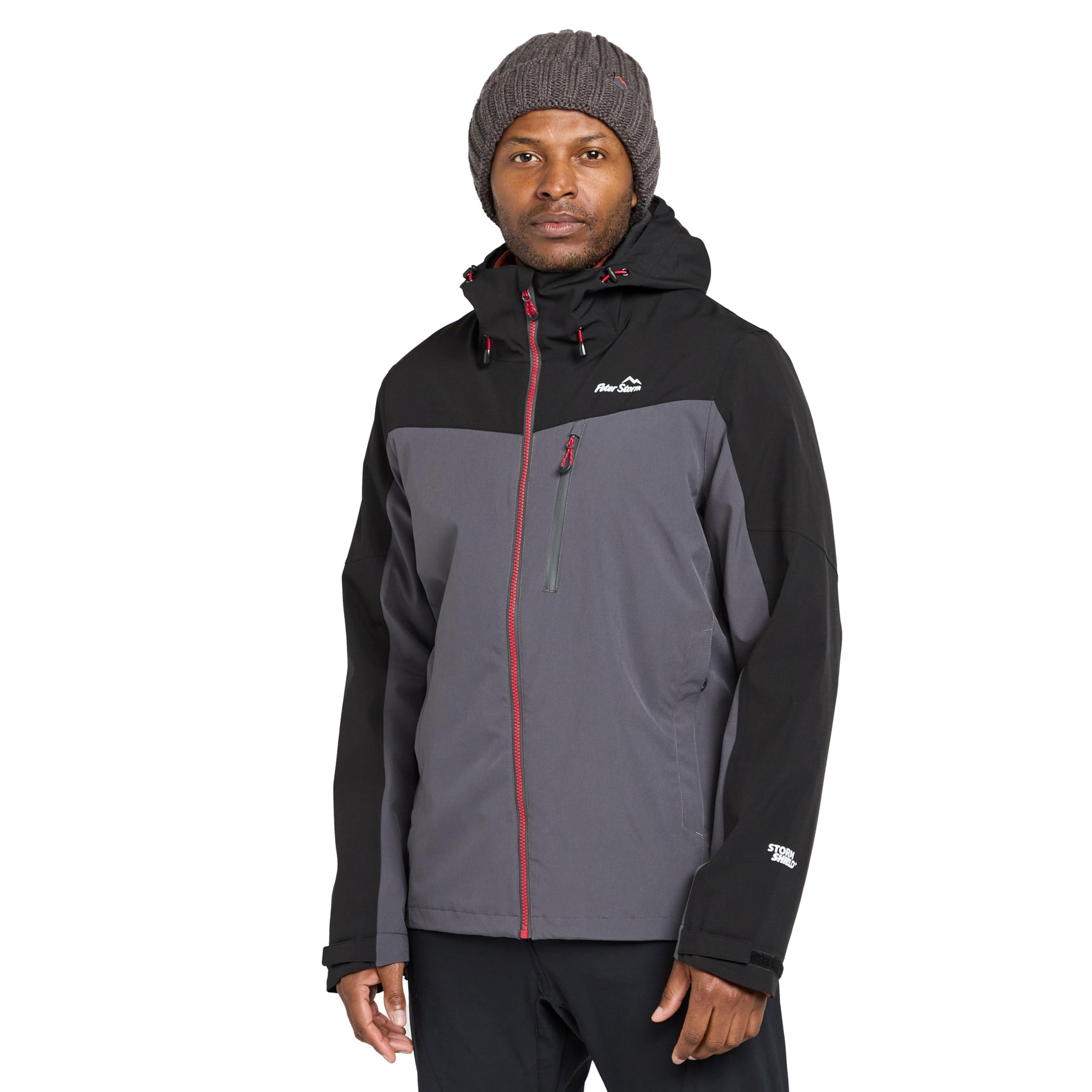 Peter Storm Men's Grey ’S Malham Stretch Waterproof Jacket With Adjustable Wired Peak Hood & 3 Zipped Pockets, Breathable & Lightweight Raincoat (Uk, Alpha, Xl, Regular, Regular, )