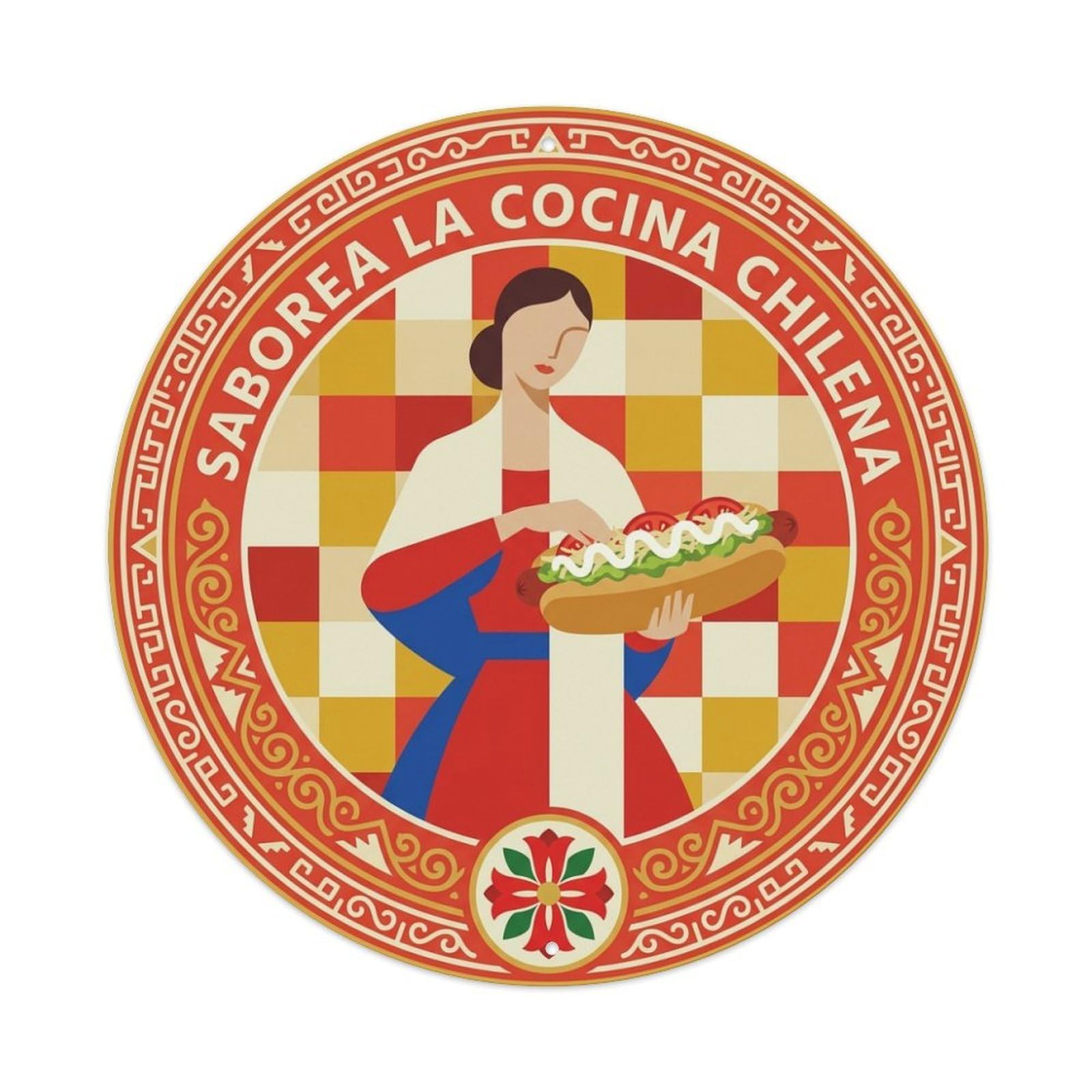 Culinary Travel Chilean Cuisine Completo Metal Tin Sign
